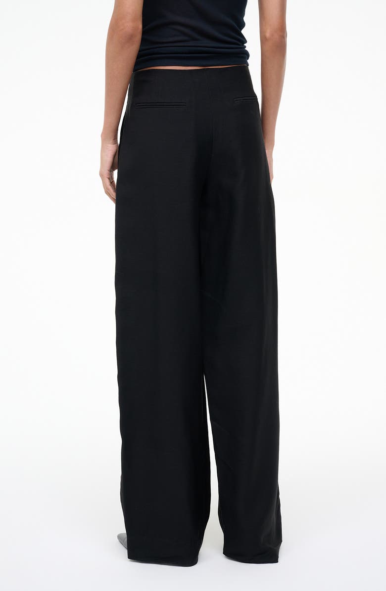 STAUD Pierre Pleated Wool Blend Wide Leg Pants, Alternate, color, Black