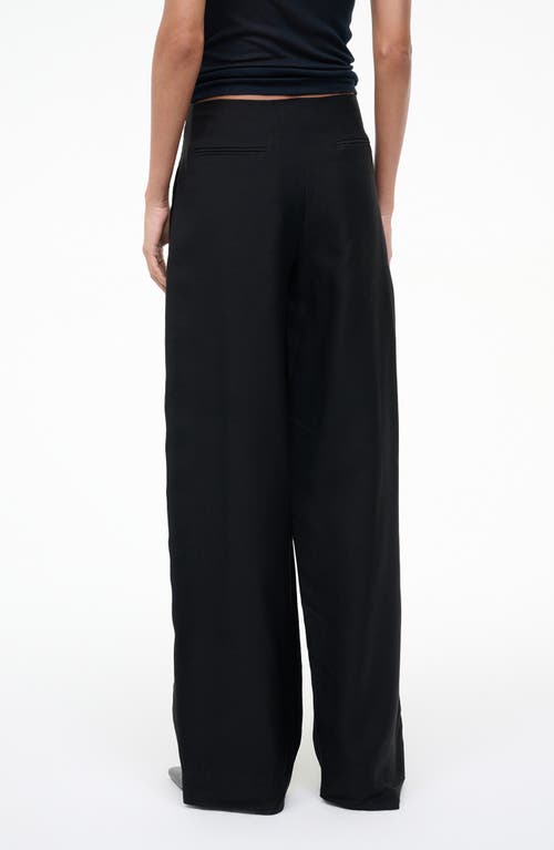 Staud Pierre Pleated Wool Blend Wide Leg Pants In Black