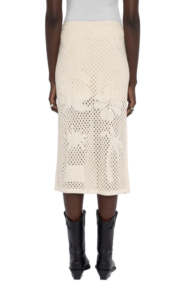 Zadig & Voltaire Soly Colin Linen & Cotton Jacquard Mesh Sweater Skirt, Alternate, color, Ecru