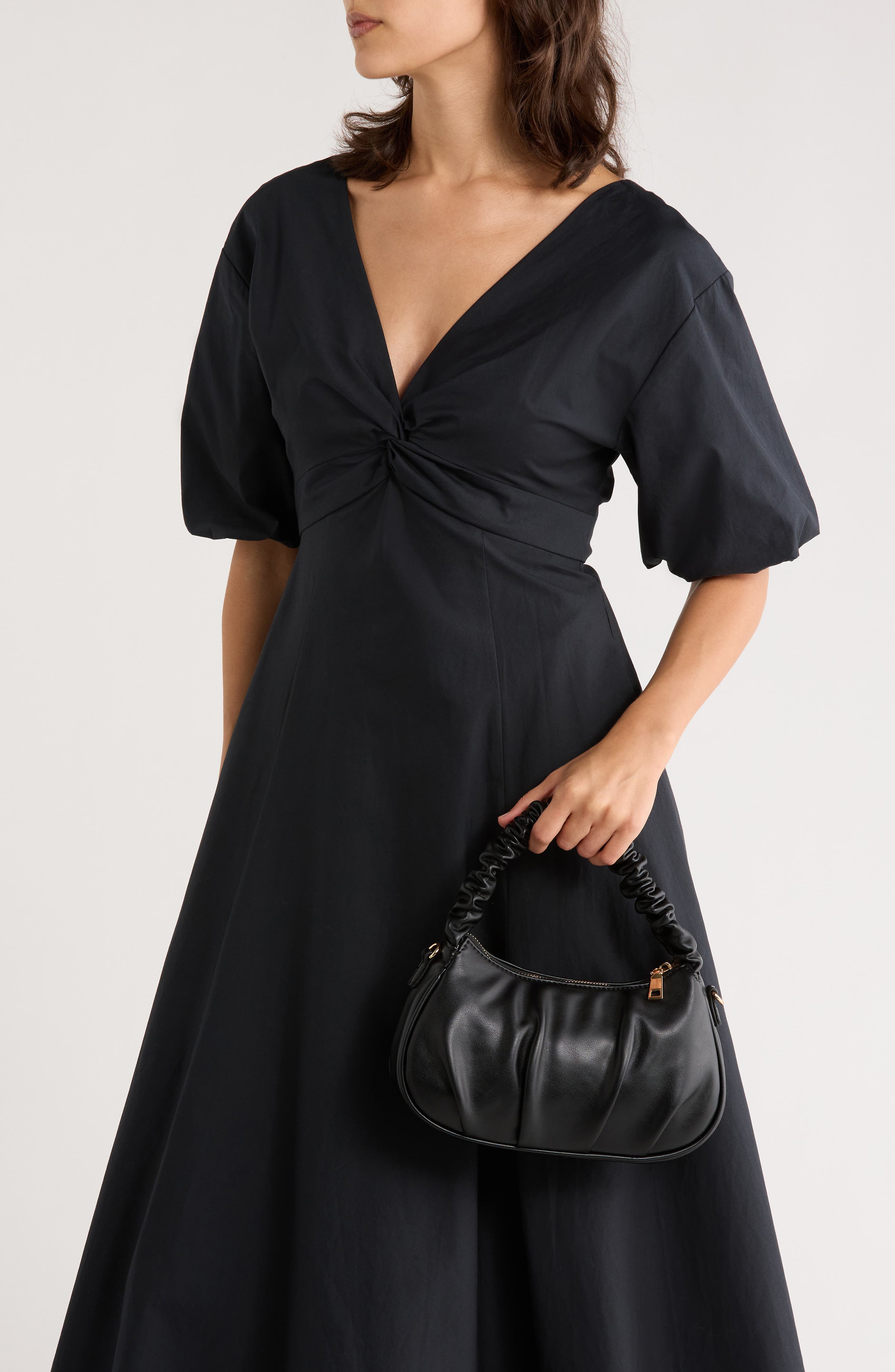 URBAN EXPRESSIONS HANDBAGS Ruched Shoulder Bag, Alternate, color, Black