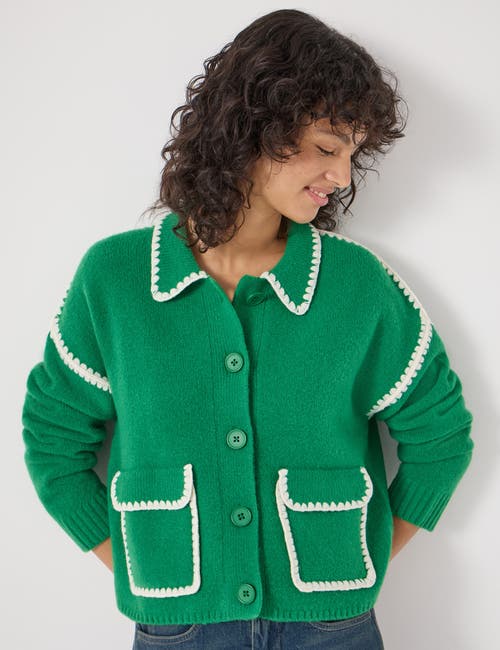 Hush Wool Blend Whipstitch Trim Shirt Jacket In Green