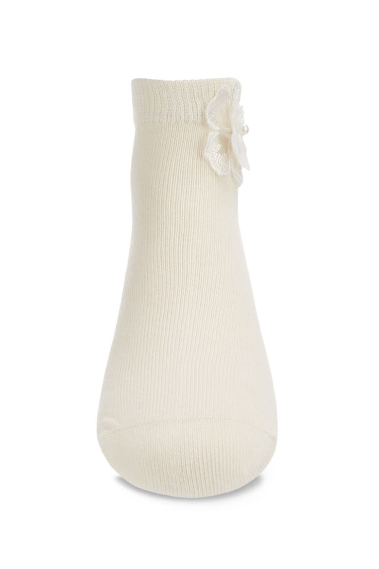 Dual Flower Anklet Sock, Alternate, color, Winter White