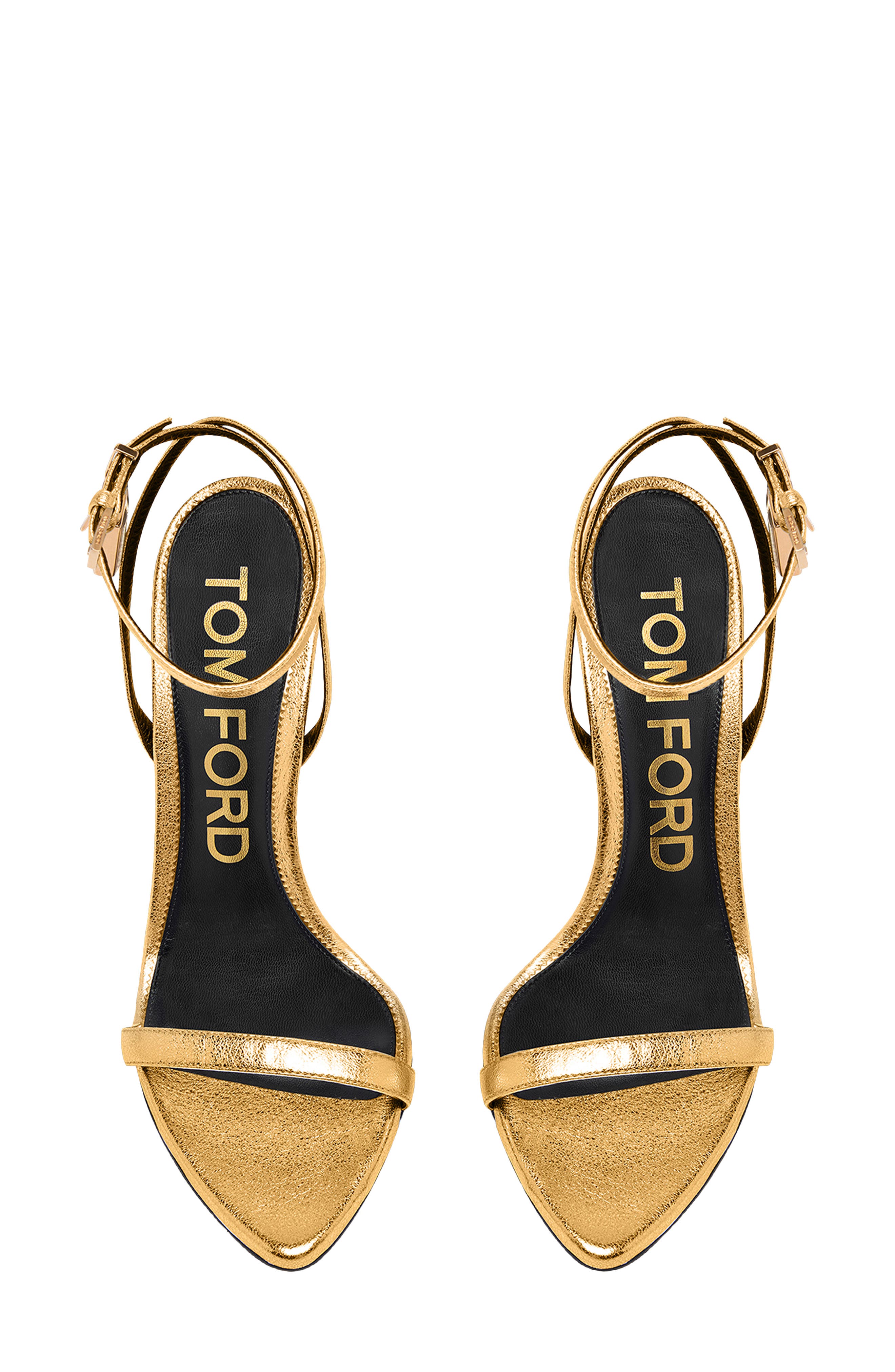 Padlock Naked Metallic Pointy Toe Sandal, Alternate, color, GOLD