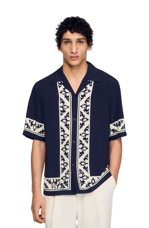 Loose-fit contrast print shirt