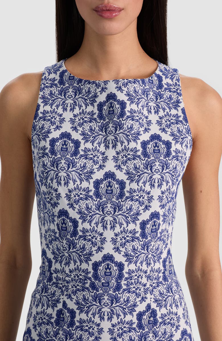 Alice + Olivia Eva Print Structure Sleeveless Minidress, Alternate, color, Off White/ Twilight Blue Multi