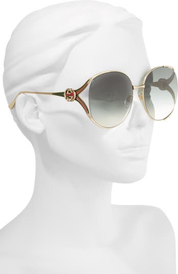 Gucci 63mm Gradient Oversize Open Temple Round Sunglasses