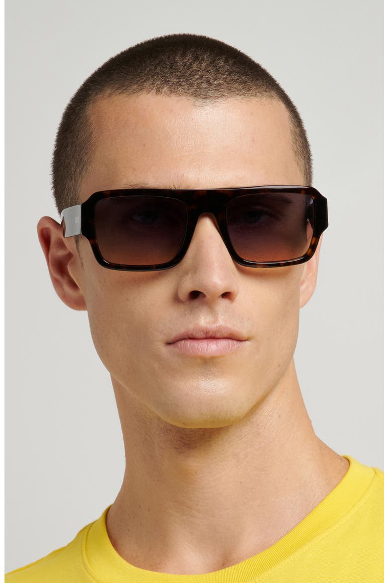 54mm Gradient Flat Top Sunglasses, Alternate, color, HAVANA/ BLUE BEIGE