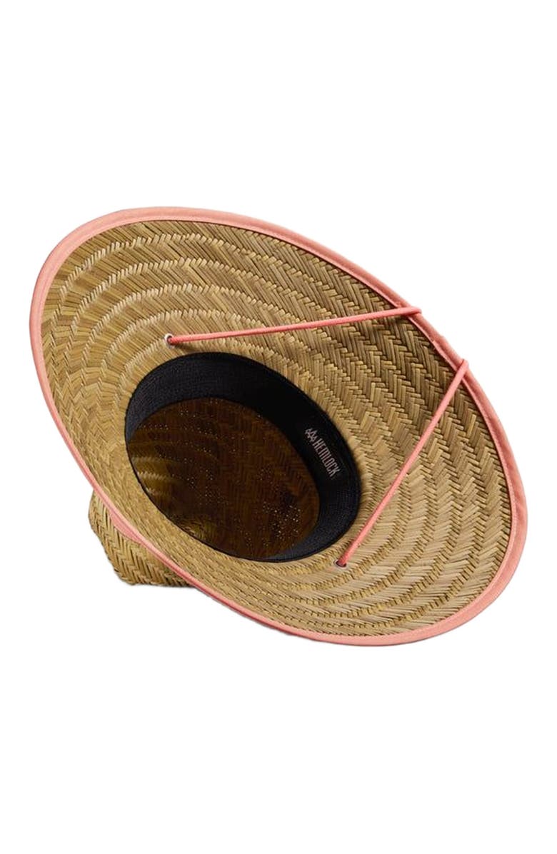 Hemlock Bare Straw Lifeguard Hat, Alternate, color, Coral Trim