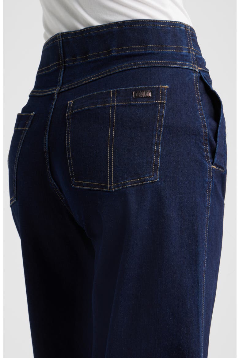 Fine Lines Crop Wide Leg Pull-On Pants, Alternate, color, BLACK INDIGO