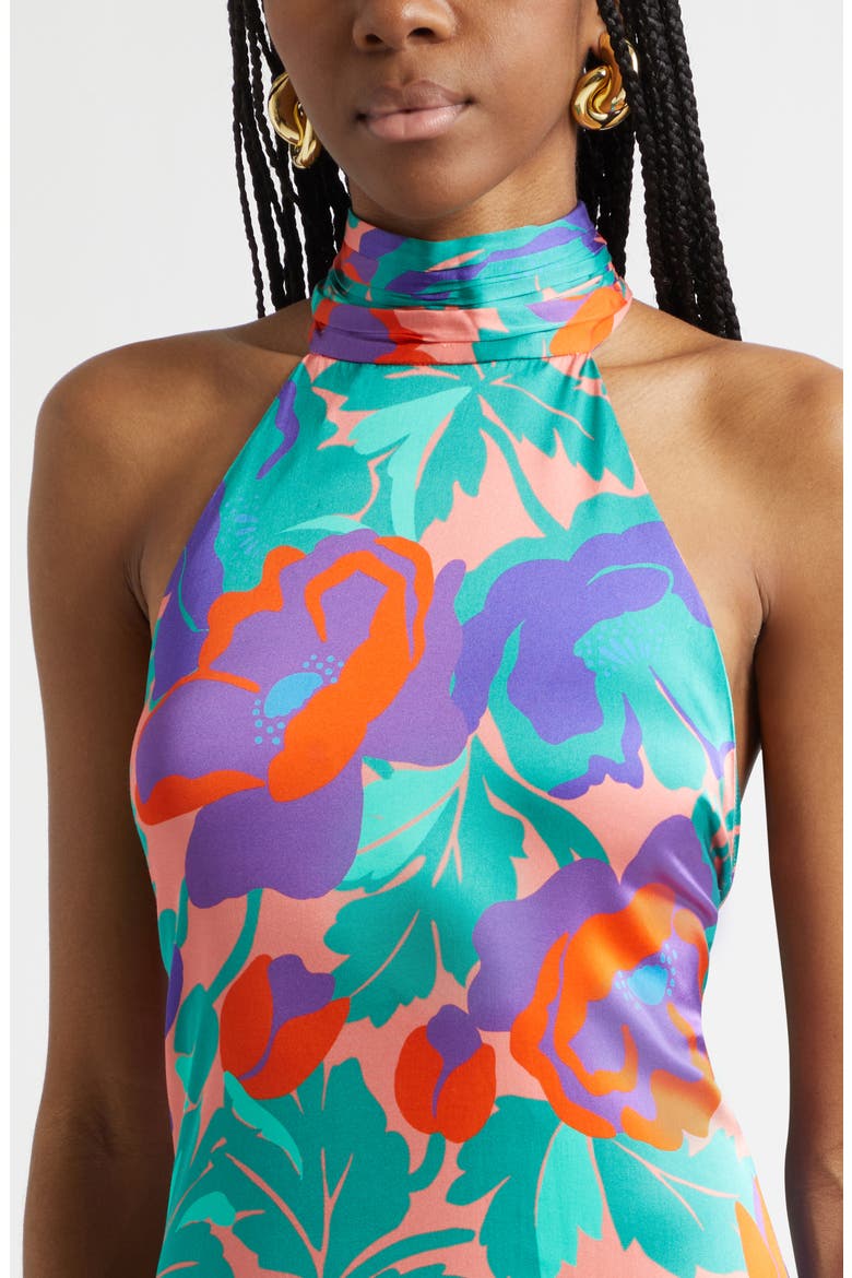 Dahlia Tatiana Halter Neck Gown, Alternate, color, CORAL FLORAL
