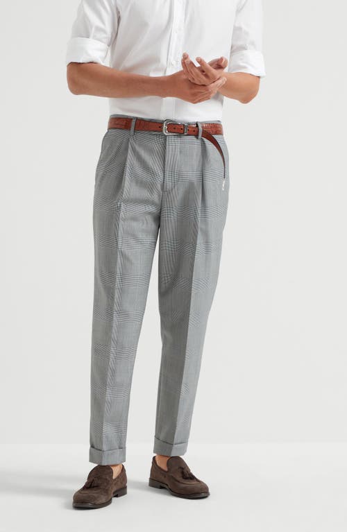 Brunello Cucinelli Prince Of Wales Trousers In Grey