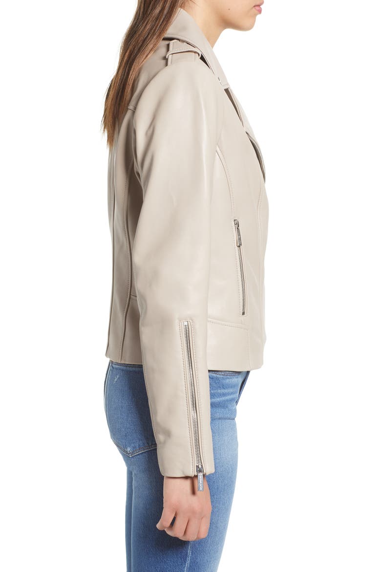 Classic Leather Moto Jacket, Alternate, color, TAUPE
