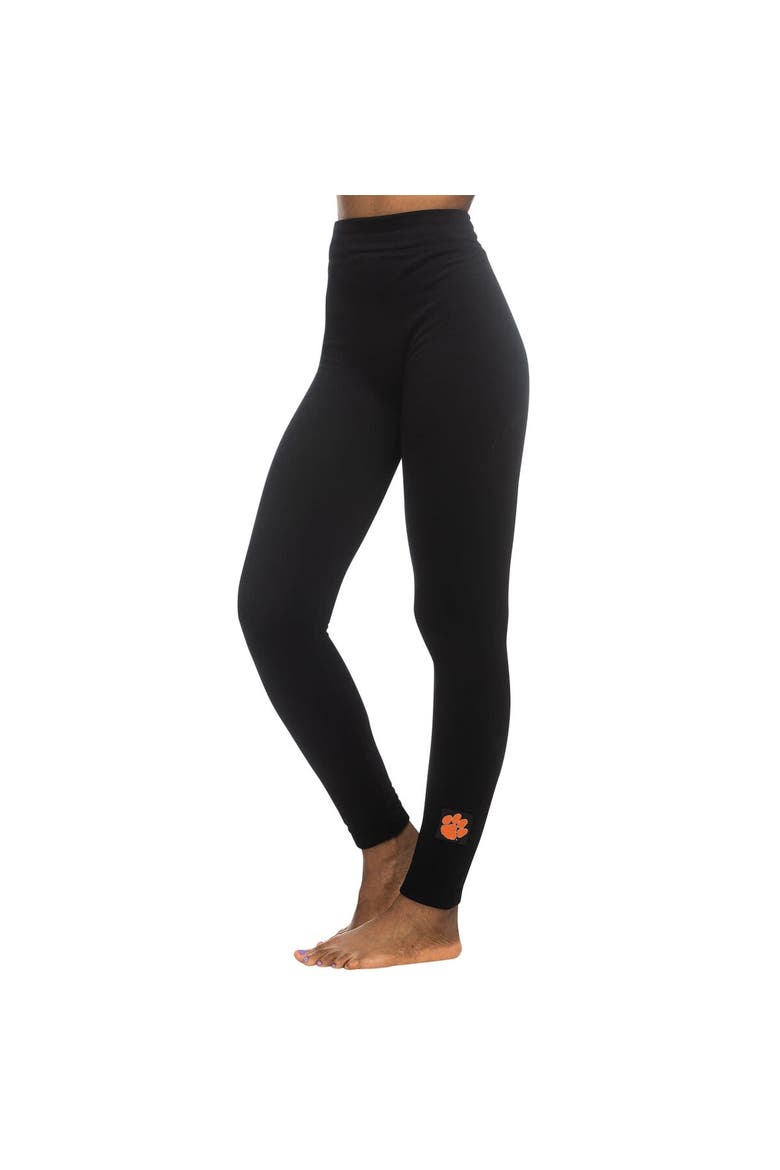Women's ZooZatz Black Clemson Tigers Fleece Leggings, Main, color, Black