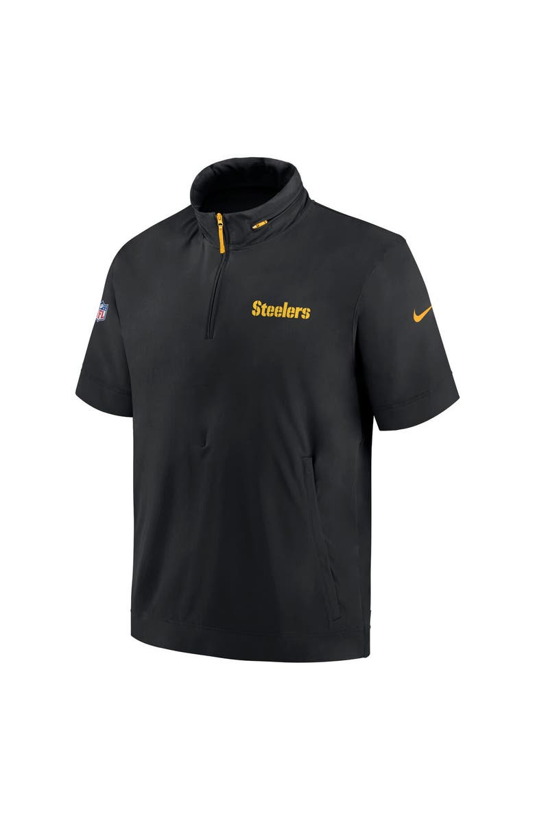 Nike Men's Nike Black Pittsburgh Steelers 2024 Sideline Coach Short Sleeve Half-Zip Hoodie Jacket, Alternate, color, Black