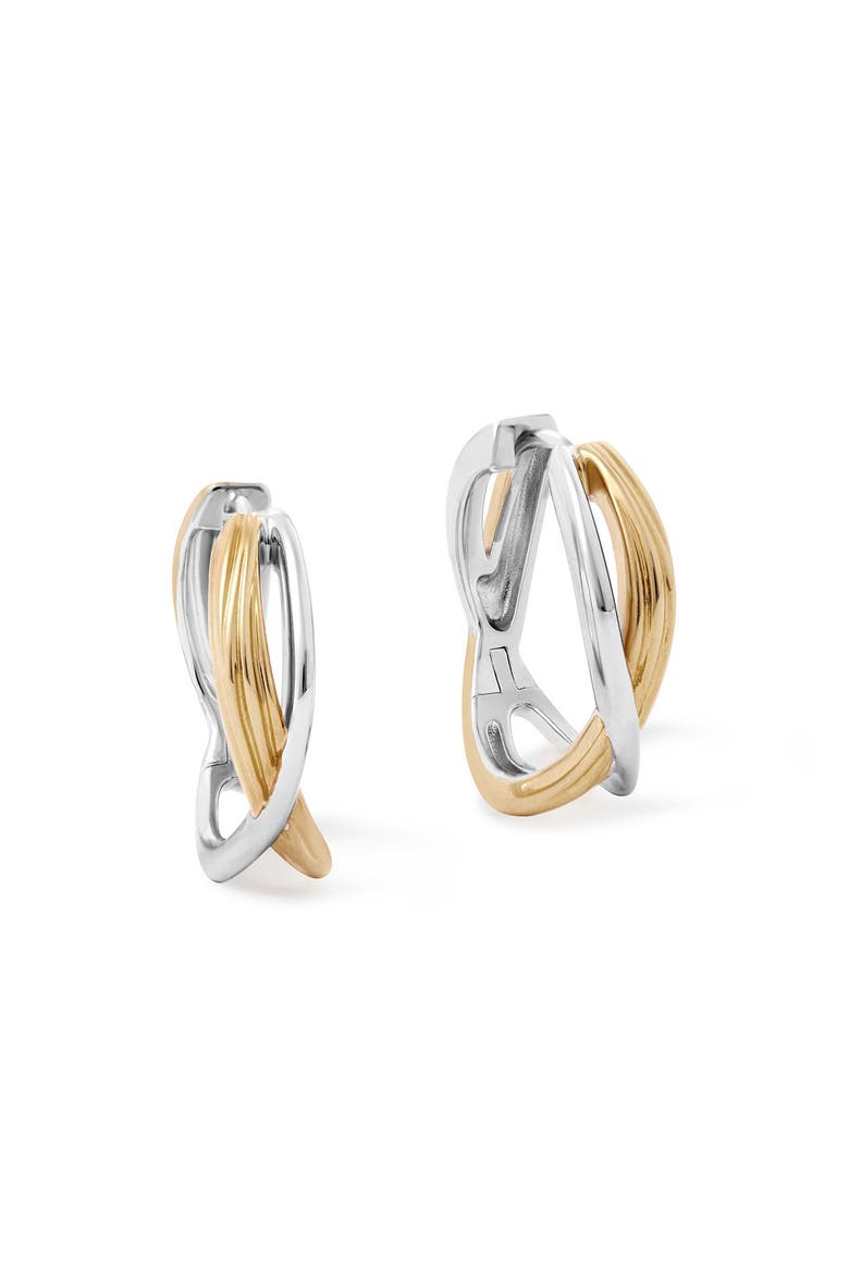 Aurora Weave Mixed Metal Maxi Hoop Earrings, Alternate, color, Gold
