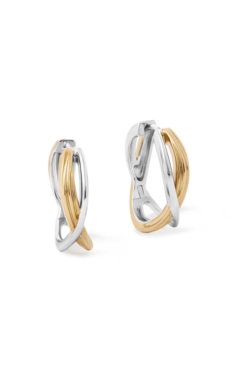 Astley Clarke Aurora Weave Mixed Metal Maxi Hoop Earrings, Alternate, color, Gold