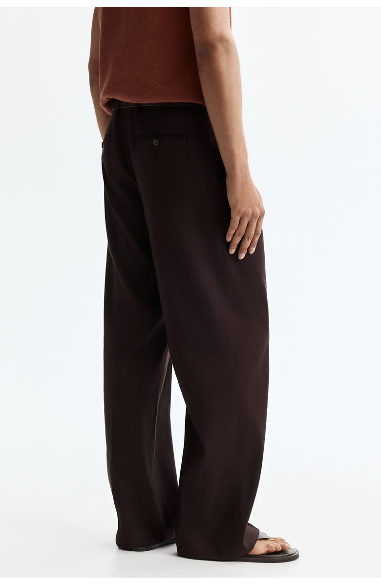 H&M Relaxed Fit Tailored Linen-blend Trousers, Alternate, color, Dark Brown