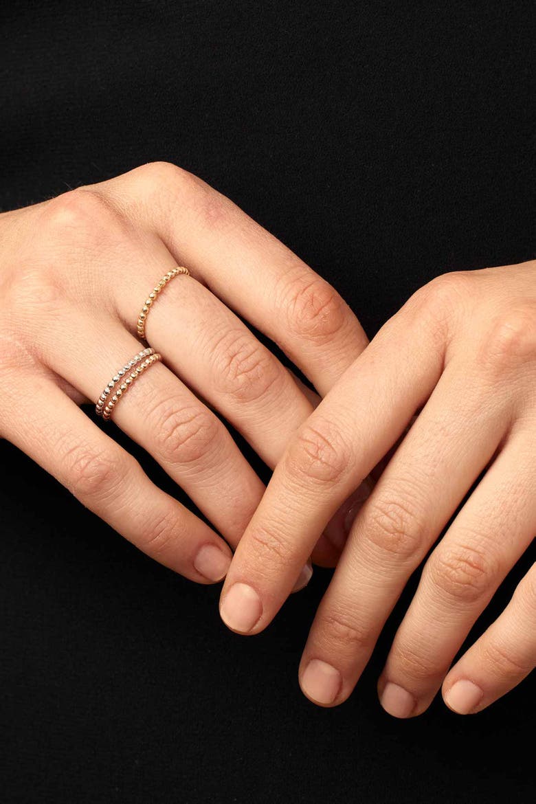 14K Gold Have a Ball Stack Ring, Alternate, color, White Gold