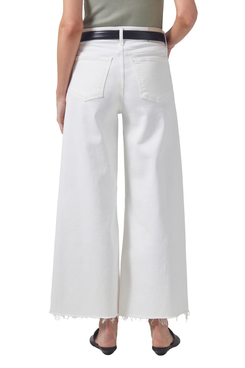 Lyra Raw Hem Ankle Wide Leg Jeans, Alternate, color, WHITE