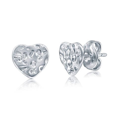 Textured Heart Stud Earrings