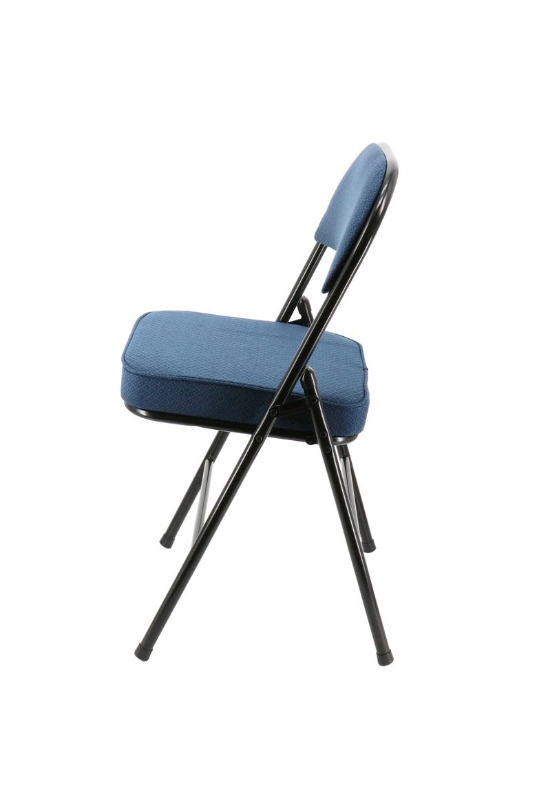 4 Piece Metal Folding Chair with 2.2 Inch Padded Seats, Alternate, color, Dark Blue