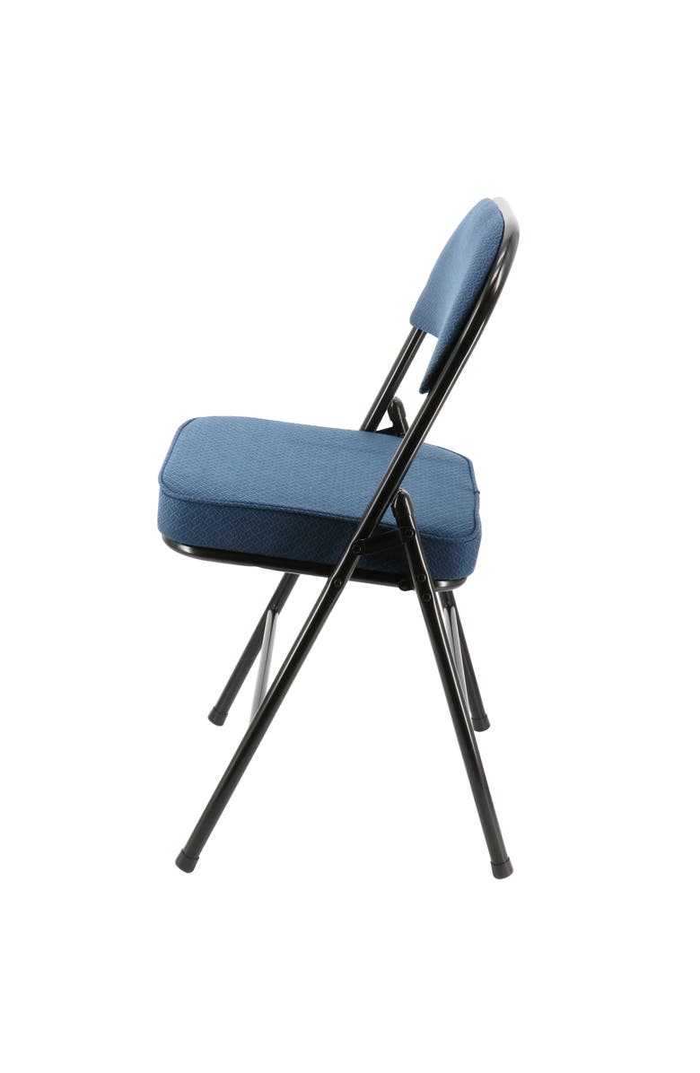 Elama 4 Piece Metal Folding Chair with 2.2 Inch Padded Seats, Alternate, color, Dark Blue