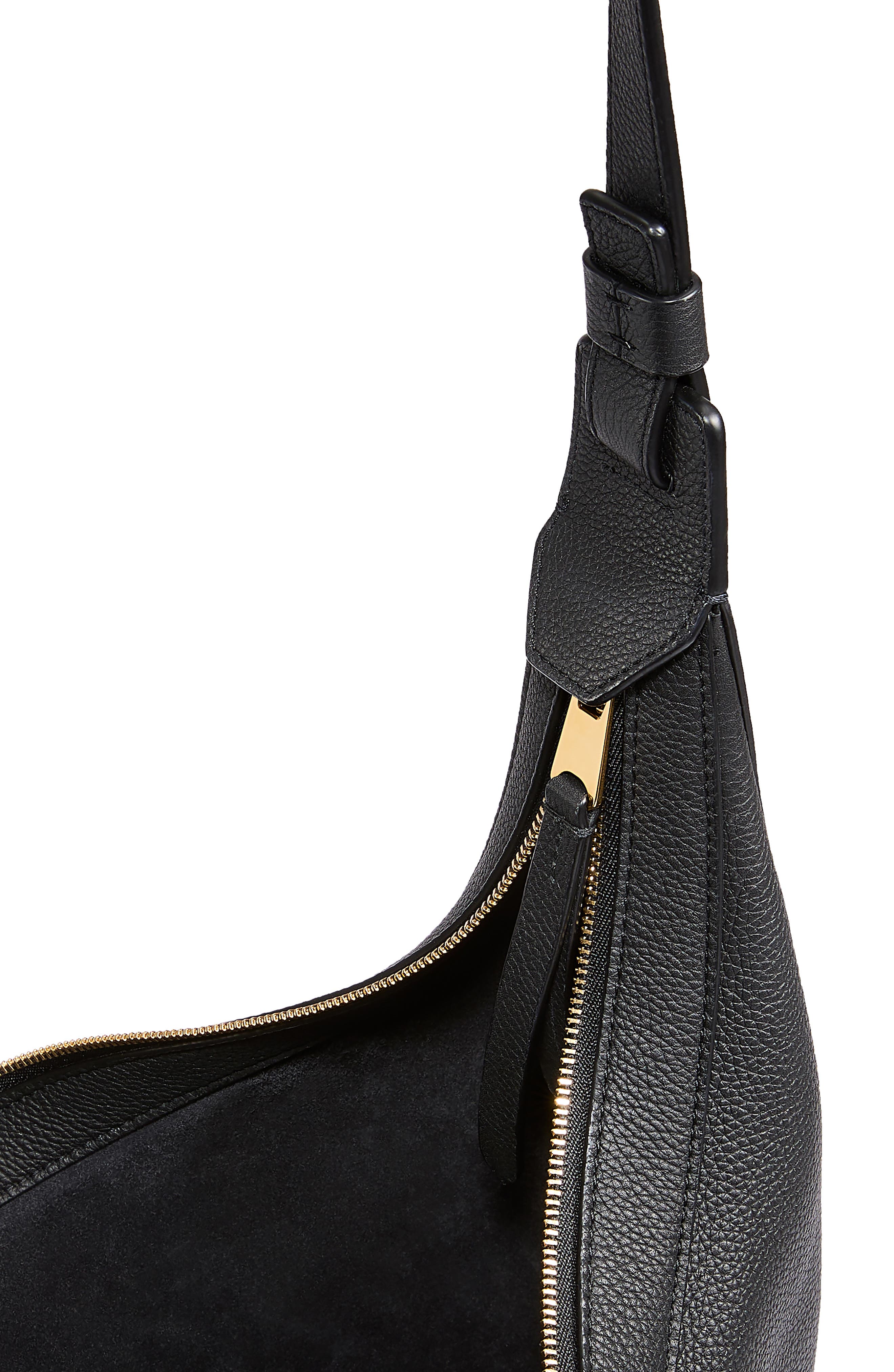 Khaite Small Augustina Suede Hobo Bag, Alternate, color, Black