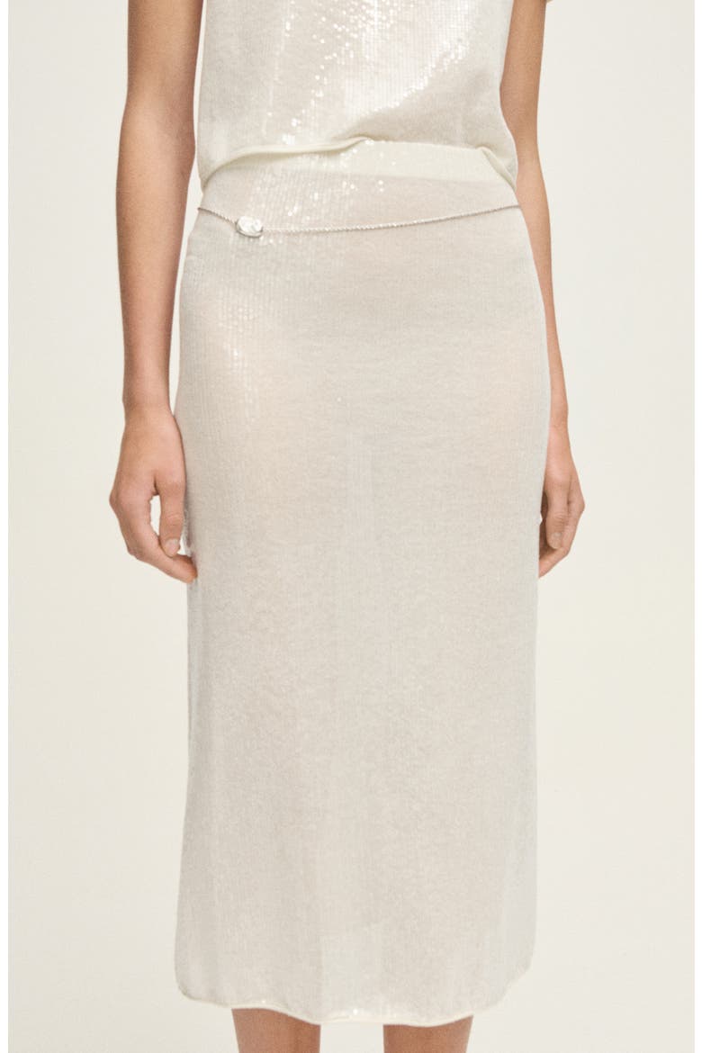Sequin Pencil Skirt, Alternate, color, VANILLA