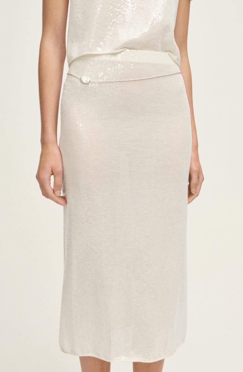 MANGO Sequin Pencil Skirt, Alternate, color, Vanilla