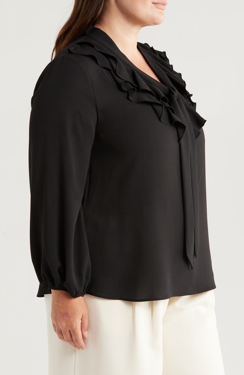 KASPER Ruffle Tie Front Crepe Top, Alternate, color, 