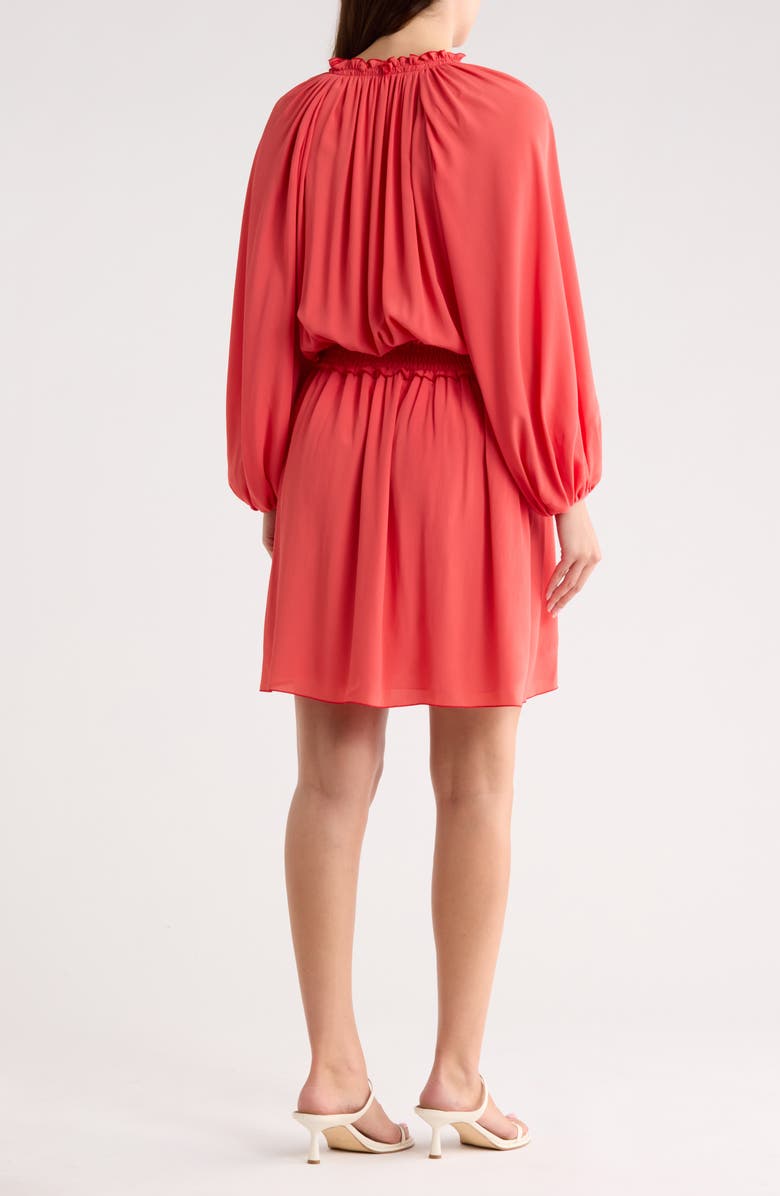 Longchamp Split Neck Long Sleeve Dress, Alternate, color, Goji