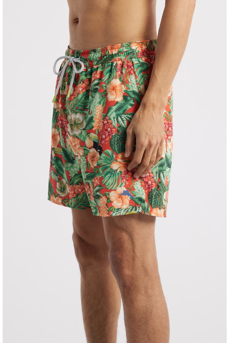 Naples Toucan Paradise Swim Trunks, Alternate, color, MANGO TANGO