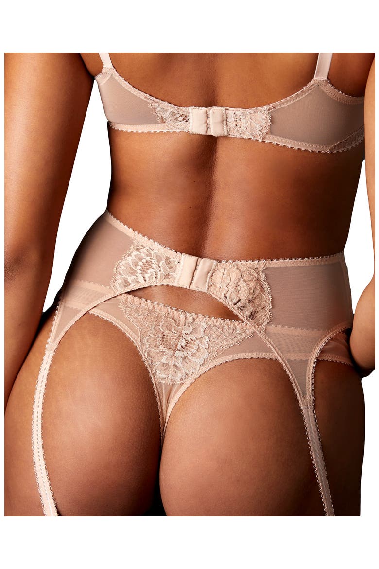 Isabel Lace Suspender Belt, Alternate, color, AMANDE