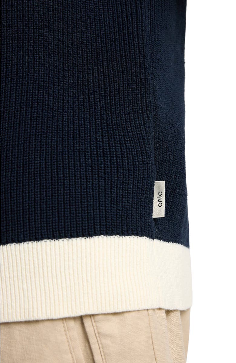 Onia Cotton Linen Knit Polo, Alternate, color, Midnight/Egret