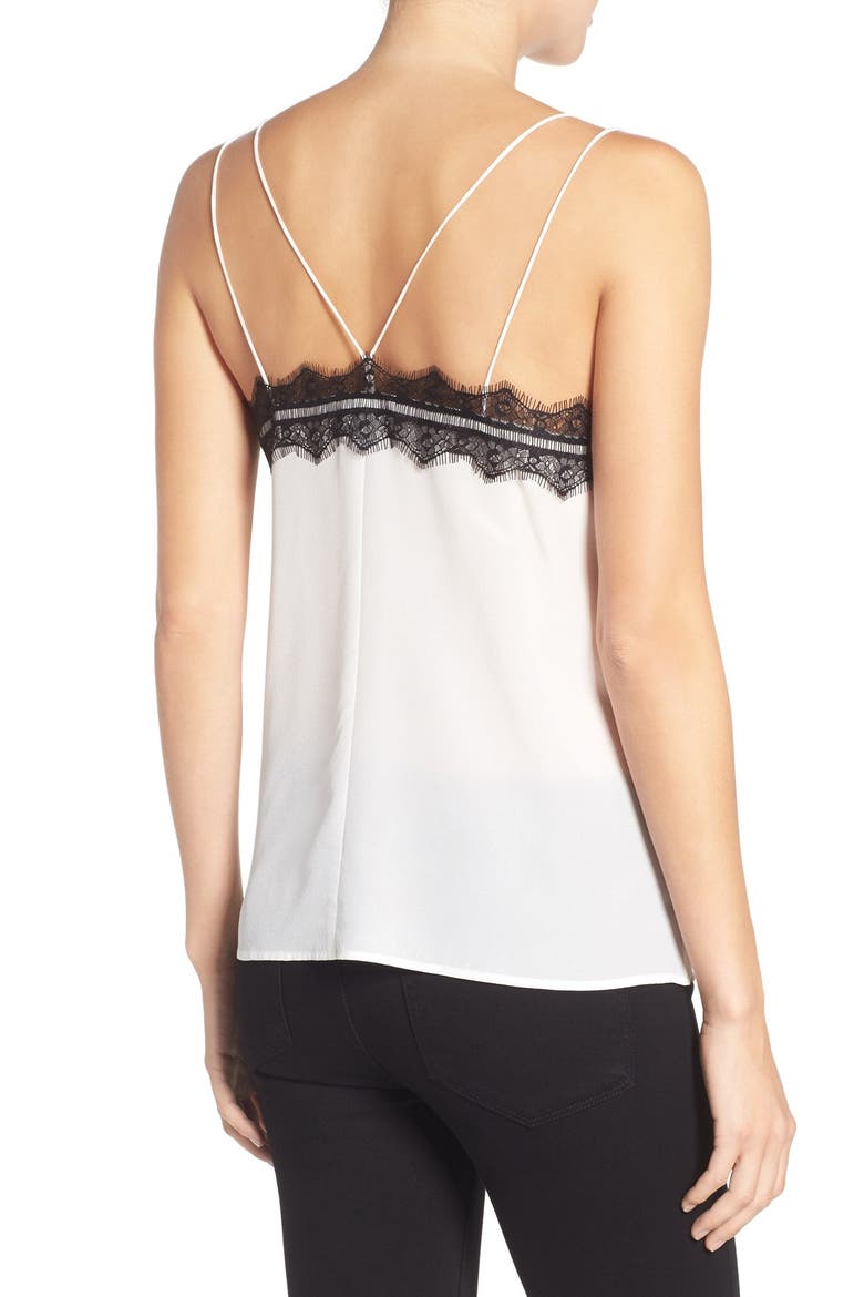Lace Trim Silk Camisole, Alternate, color, WHITE SNOW