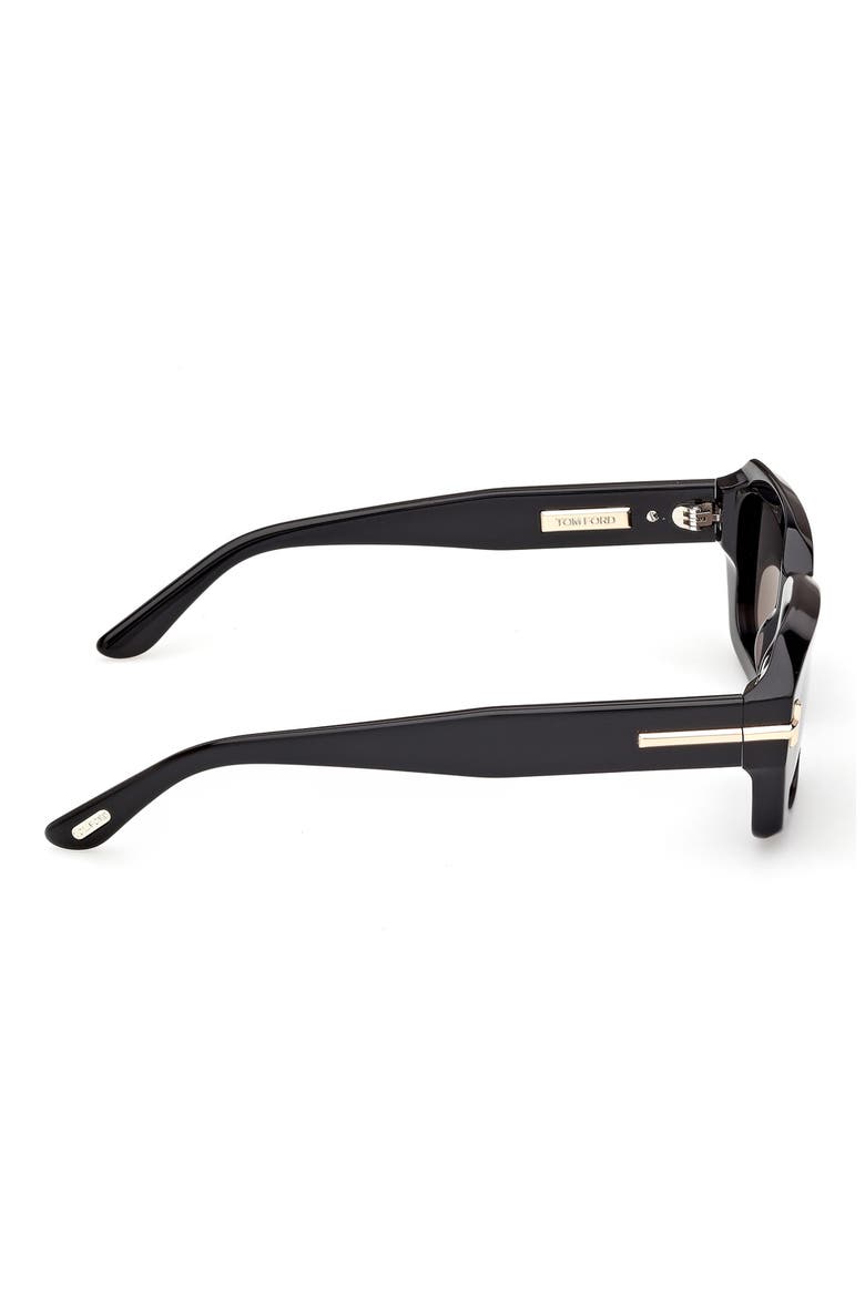 53mm Rectangular Sunglasses, Alternate, color, SHINY BLACK GOLD / SMOKE