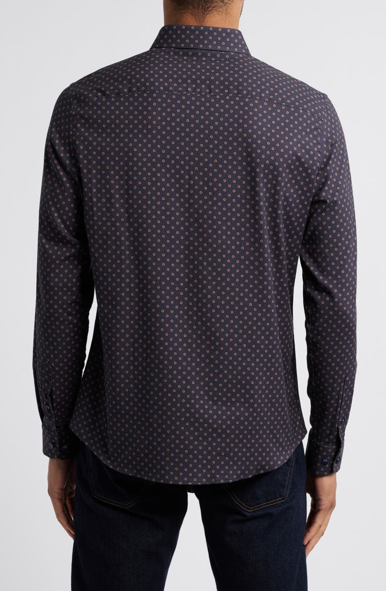 Stone Rose Modern Dot Print Button-Up Shirt, Alternate, color, 