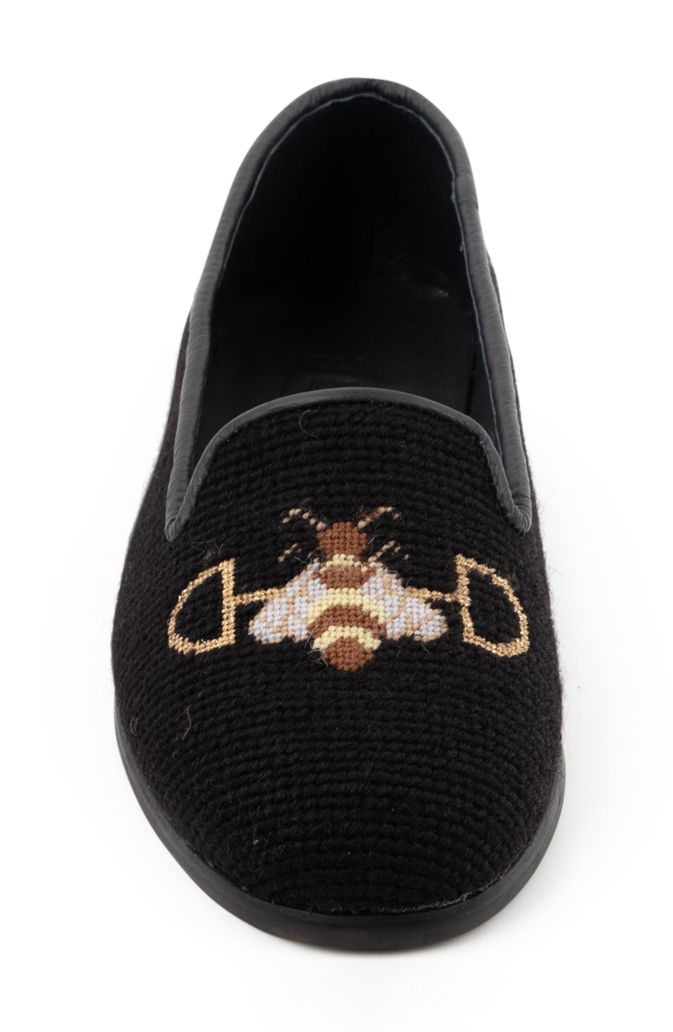 ByPaige Needlepoint Bee Flat, Alternate, color, Black