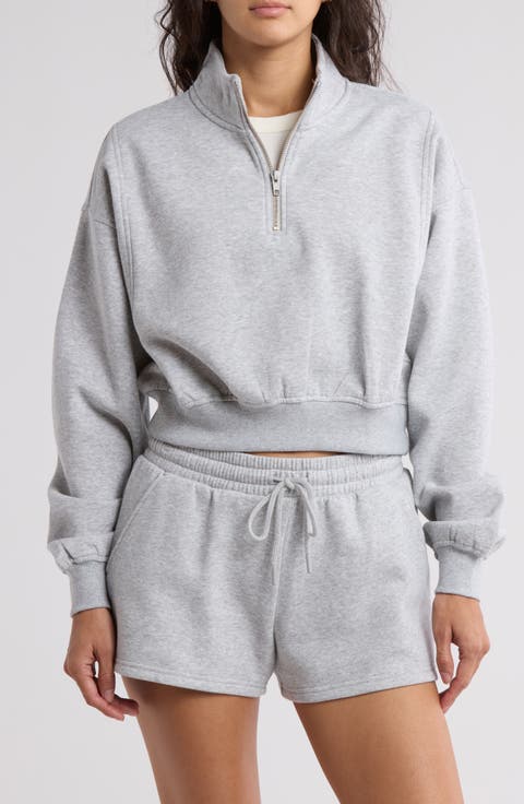 Cropped Seamed Quarter Zip Pullover