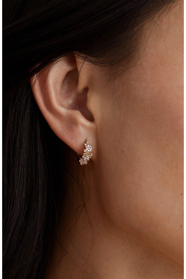 Flora Luxe Huggie Hoop Earrings, Alternate, color, Gold Vermeil