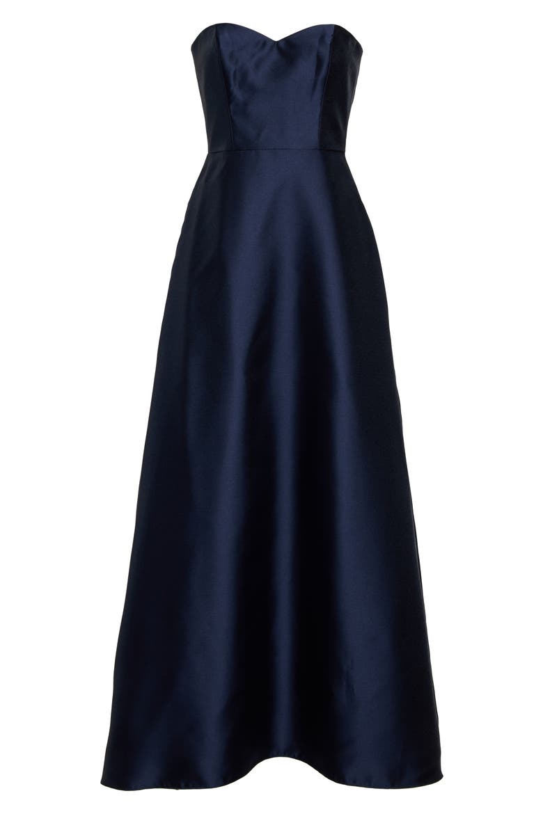 Strapless Satin A-Line Gown, Alternate, color, MIDNIGHT