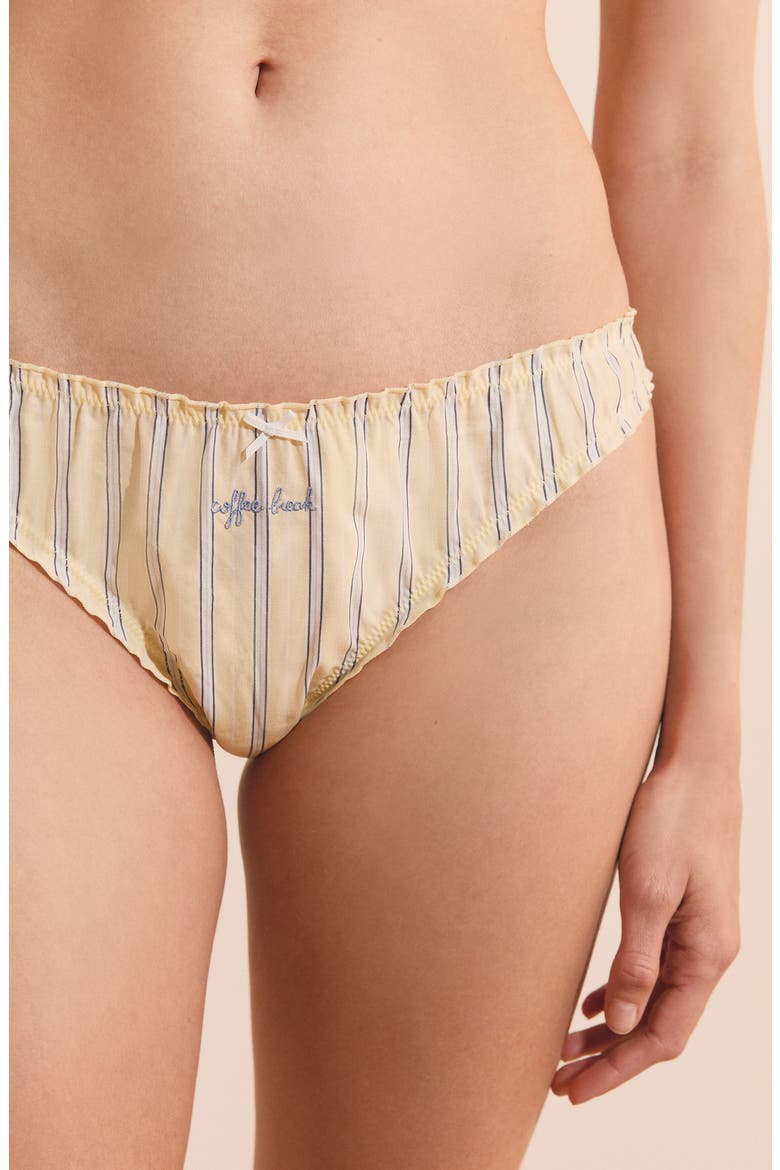 Benicio Striped Cotton Brazilian Panties, Alternate, color, VANILLE