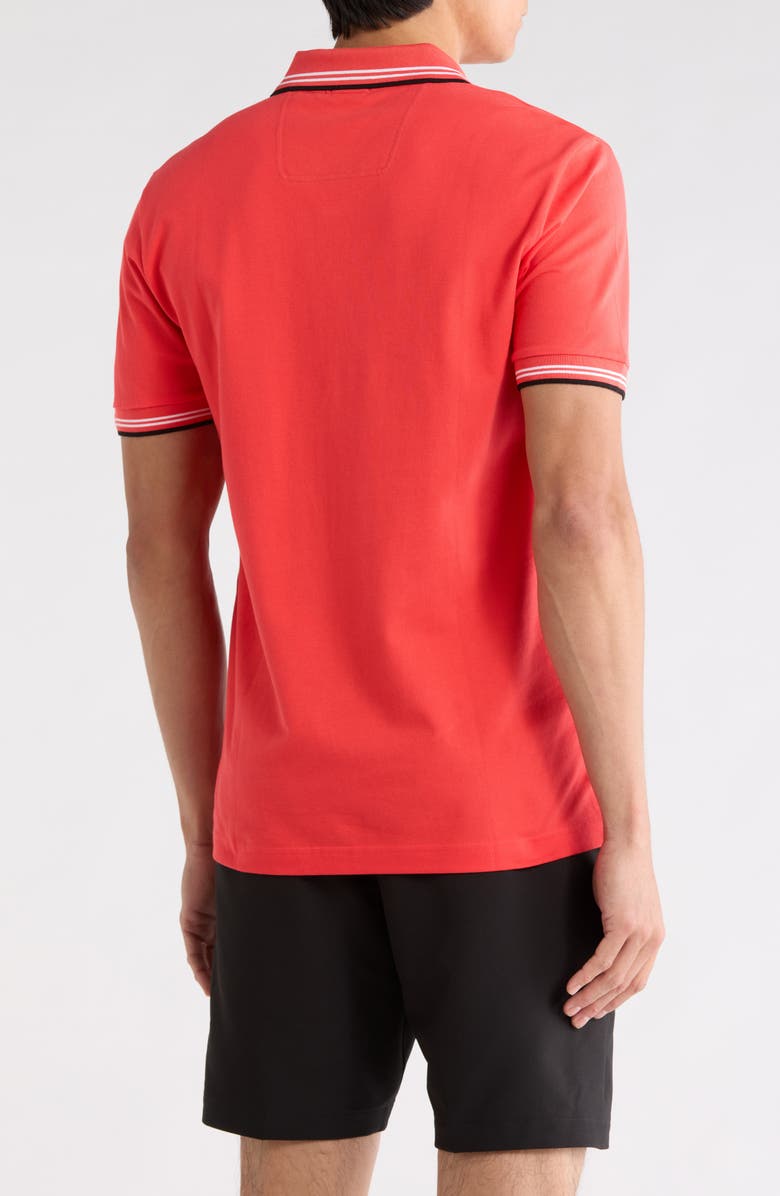 BOSS Pail Tipped Stretch Cotton Knit Polo, Alternate, color, Open Red