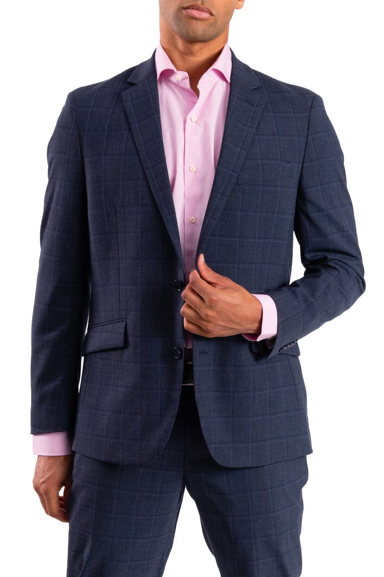 Windowpane Plaid Tailored Fit Suit, Alternate, color, BLUE