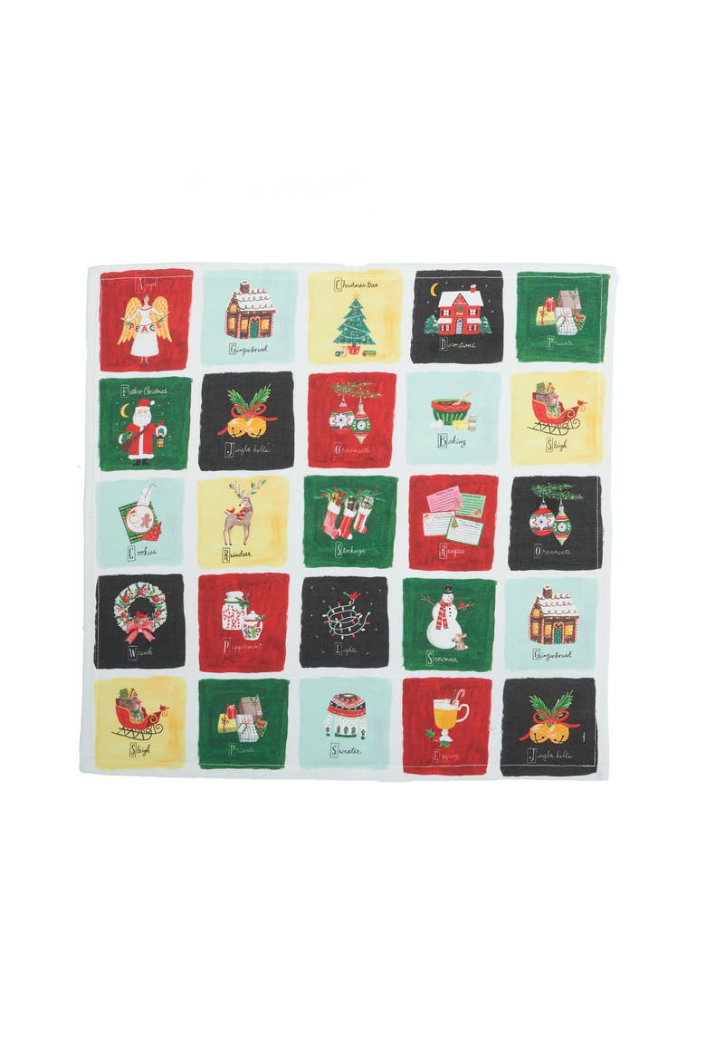 Alphabet Grid Printed Napkin Set of 6, Alternate, color, Green