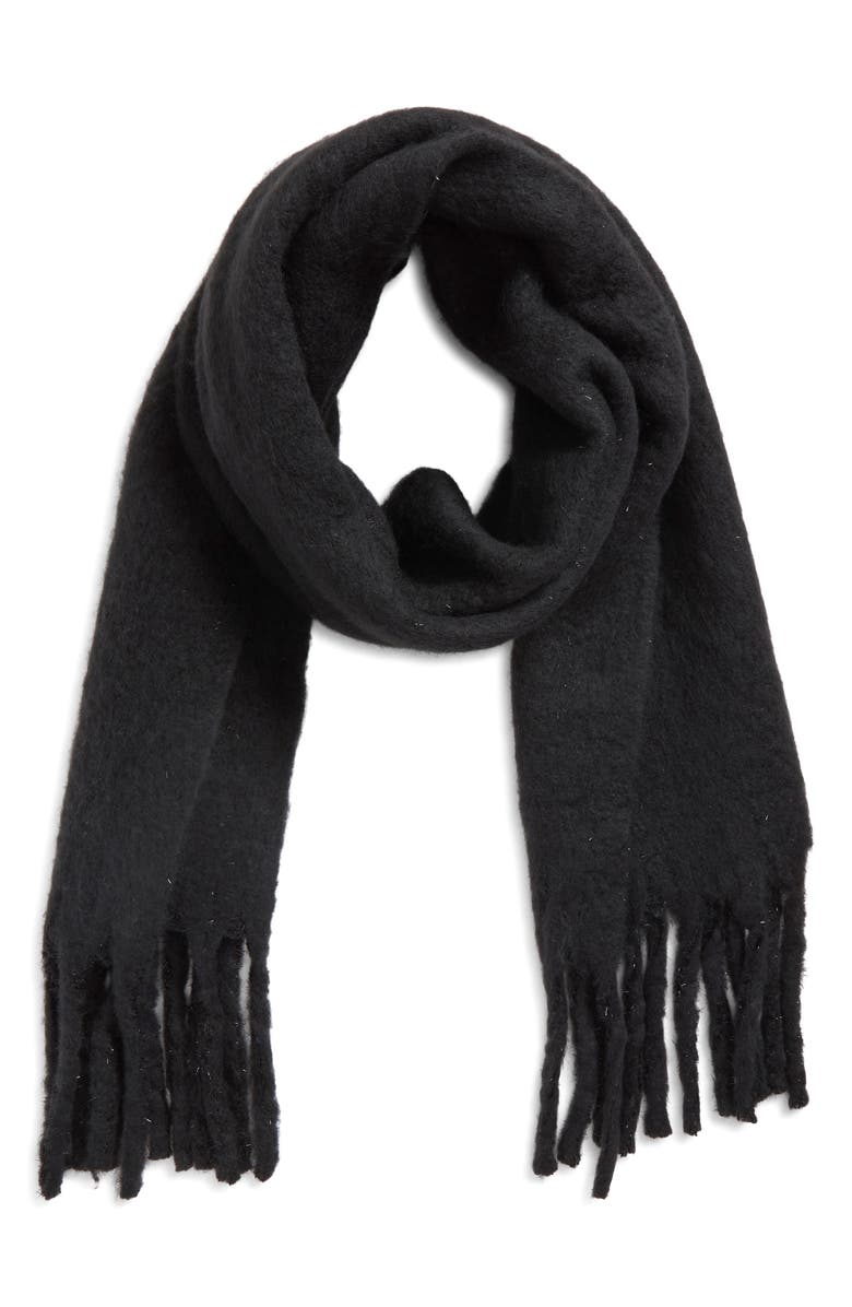 Treasure & Bond Cozy Sparkle Fringe Scarf, Alternate, color, Black