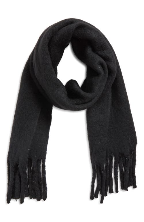Treasure & Bond Cozy Sparkle Fringe Scarf In Black