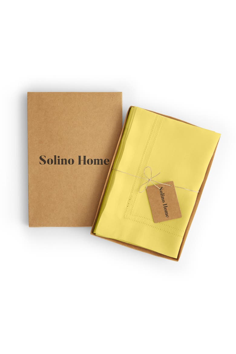 Linen Dinner Napkins Set of 4, 20 x 20" - Linen Double Hemstitch, Alternate, color, Sunshine Yellow