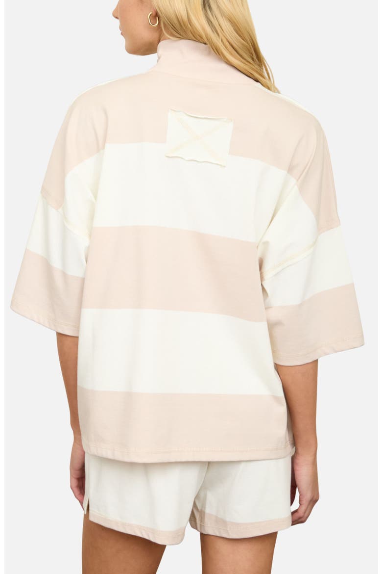 Stripe Half Zip Top & Shorts Set, Alternate, color, KHAKI