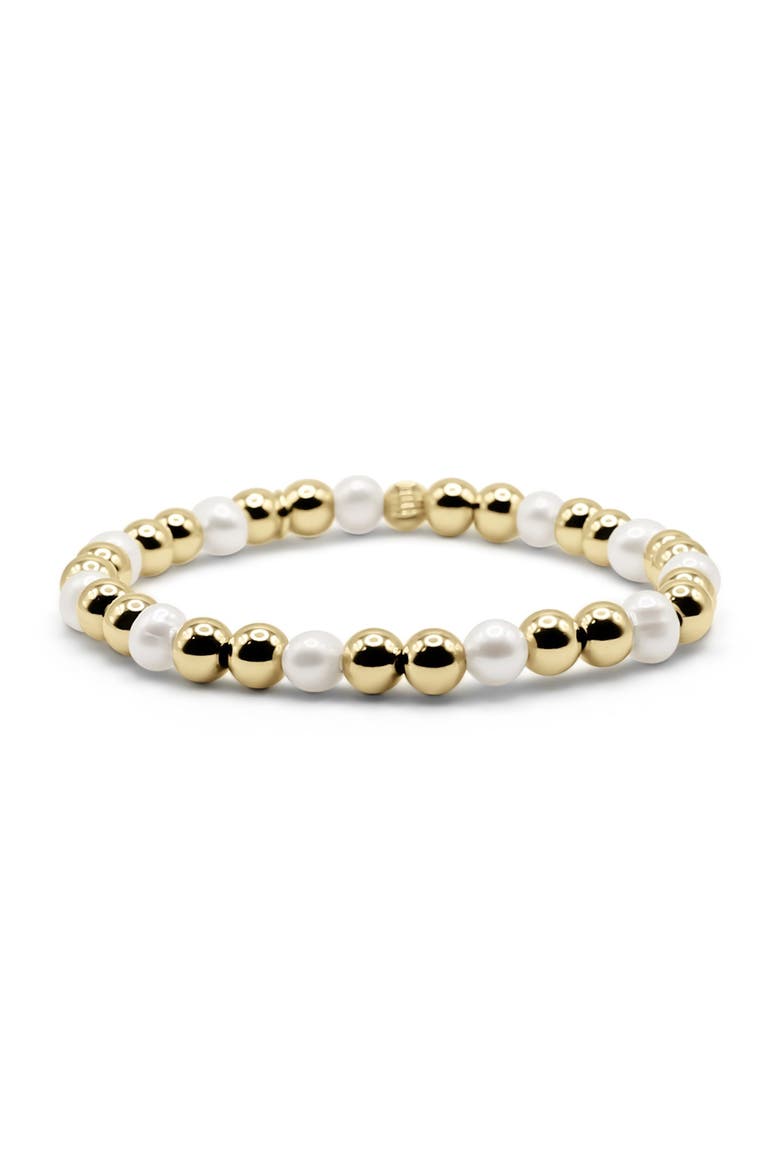 Gemma Gold Filled & Freshwater Pearl Beaded Bracelet, Main, color, Gold
